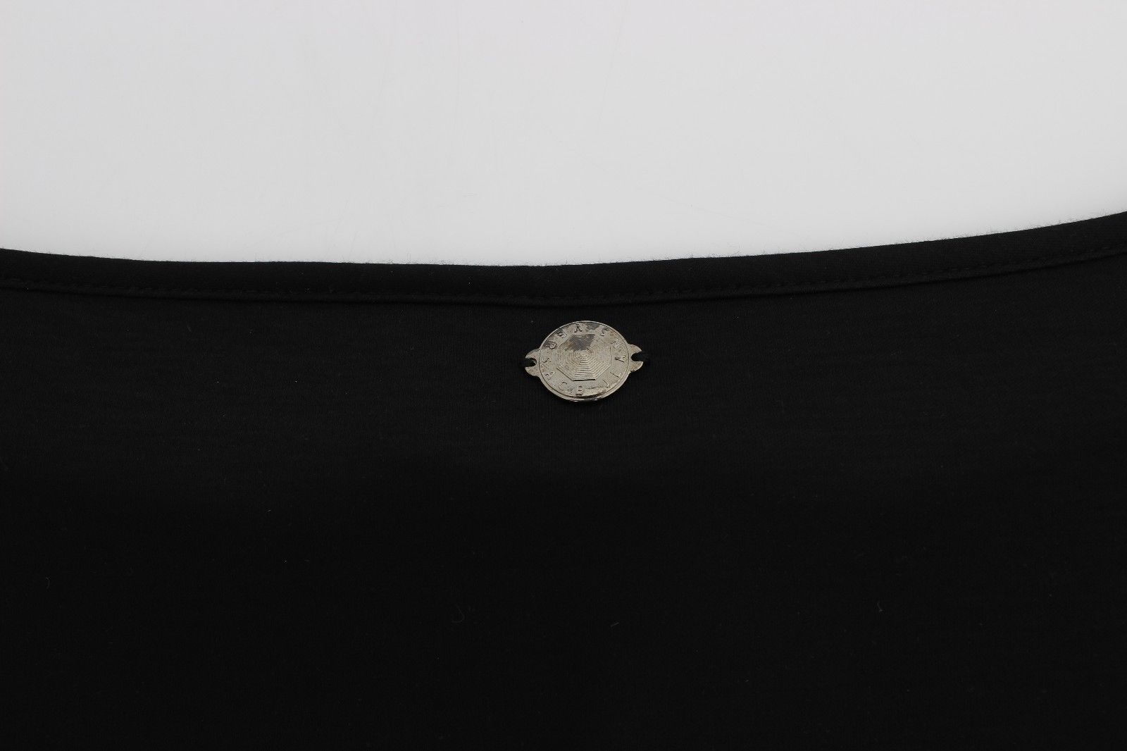 Versace Jeans Black Modal Silk Shift Knee Dress - Fizigo